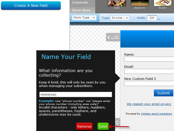 Create a Custom Field in an Aweber Signup Form