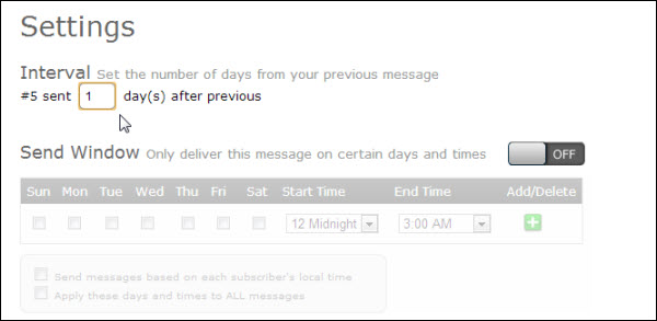 settings-interval How To Create An Autoresponder And Broadcast Email In Aweber
